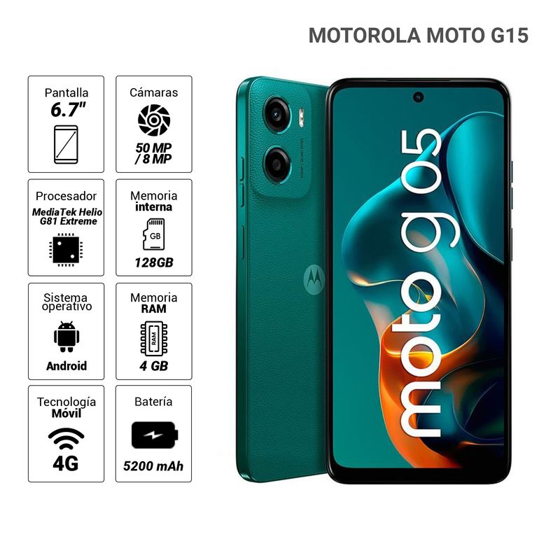 Celular Motorola Moto G05 4G 128GB 4GB RAM verde especificaciones