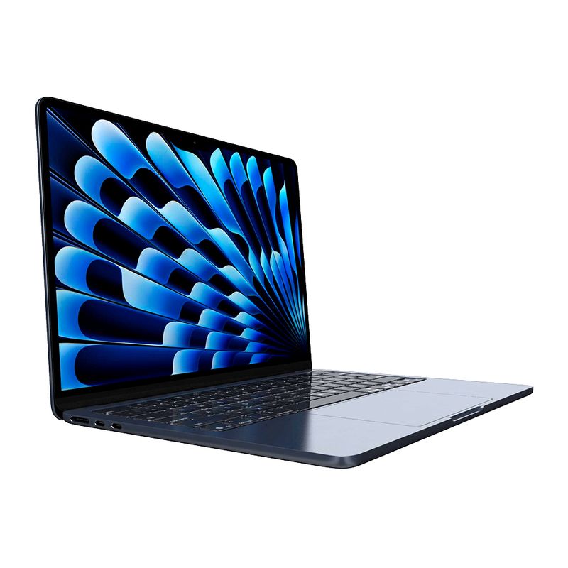 MacBook Air 13" Chip M4, CPU 10 núcleos, GPU de 10 núcleos, 512GB SSD, 16GB RAM, macOS, midnight, dorsal oblicuo