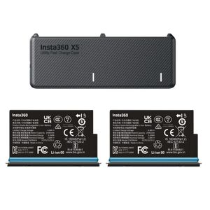 Combo cargador dual, con carga rápida + 2 baterías Insta360 X5 2400mAh de larga duración, negro