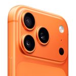 iPhone 17 Pro 5G 256GB, 12GB RAM, cámara trasera 48MP y frontal 18MP, naranja, dorsal oblicuo primer plano