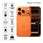 Celular Apple iPhone 17 Pro Max Cosmic Orange uso smartphone