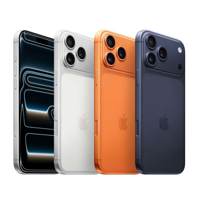 Celular Apple iPhone 17 Pro Max 5G con 256GB, 12GB RAM, plateado, frontal y dorsal