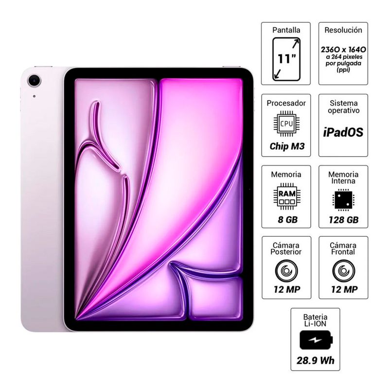iPad Air M3 pantalla 11" Wi-Fi 128GB + Pencil Pro morado