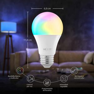 Foco inteligente Nexxt luces multicolor, wi-fi, 9w, tipo de bombilla A19 (reempacado)