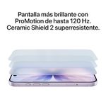 iPhone 17 5G 256GB, 8GB RAM, cámara trasera 48MP, frontal 18MP, 6.3", blanco, especificaciones