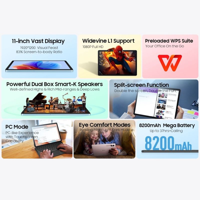 Tablet Blackview Tab 9 11" FHD 256GB 6GB Wi-Fi gris