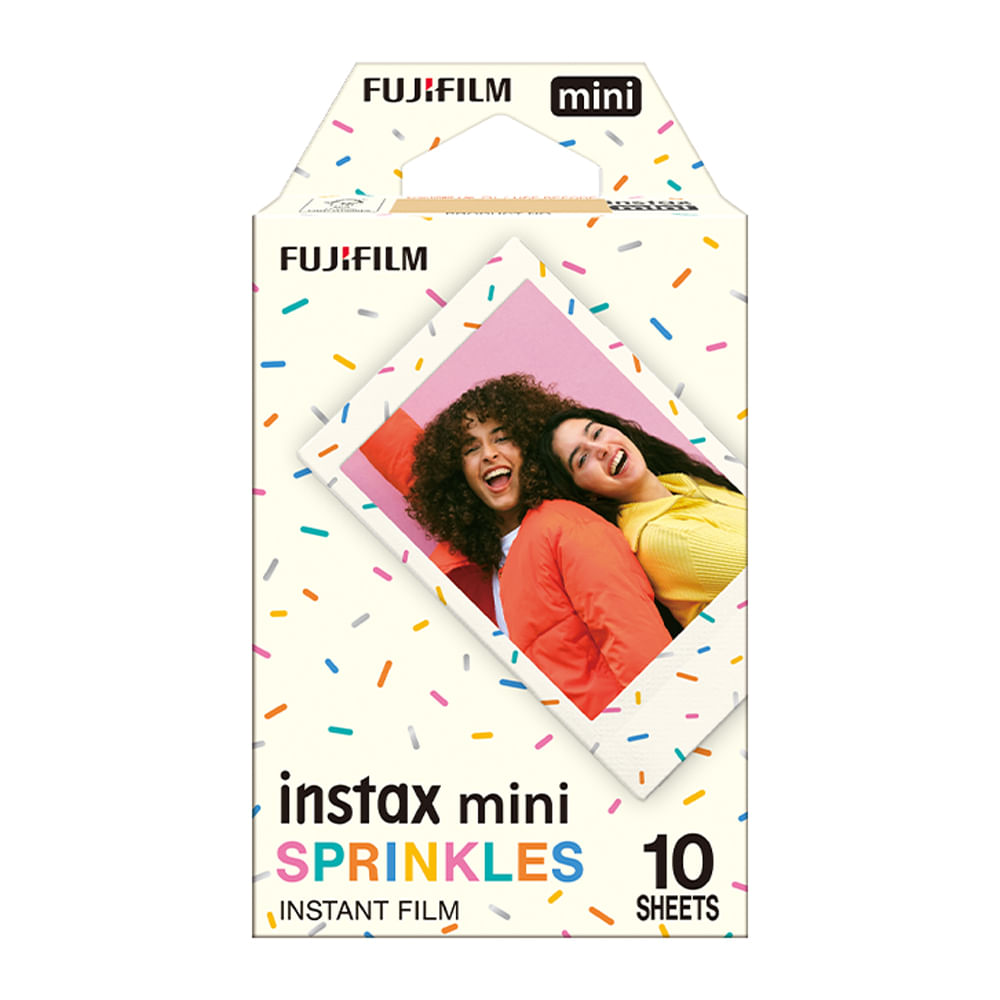 Película Fujifilm Instax Mini Sprinkles, 10 hojas, marcos beige, ISO 800
