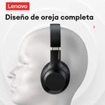 Audífonos bluetooth on ear Lenovo TH10 con almohadillas acolchadas negro especificaciones