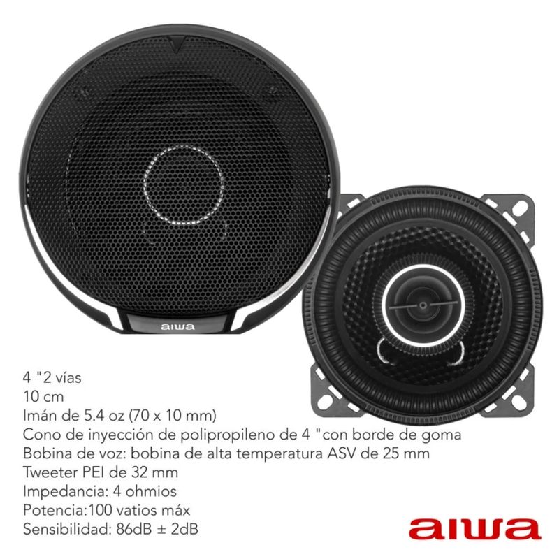 Parlantes Redondos 4” 2 Vías 100W para Auto