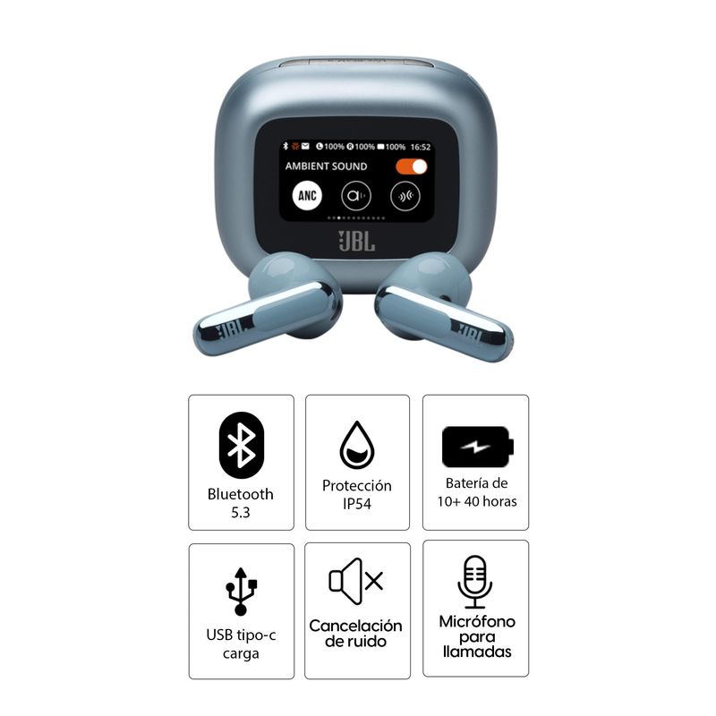 Audífonos JBL Live Flex 3 TWS 50h cancelación de ruido azul