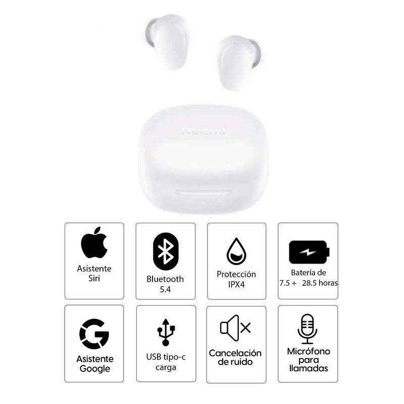 Audífonos True Wireless Xiaomi Redmi Buds 6 Play blanco