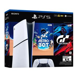 Consola PlayStation 5 Slim Edición Digital Bundle Gran Turismo 7 + Astro Bot, SSD 1TB, gráficos 4K, audio 3D, control DualSense