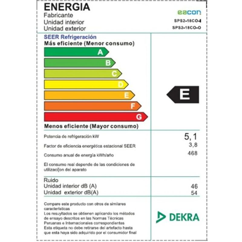 Aire Acondicionado Eacon Split 18000 BTU Frío Solo