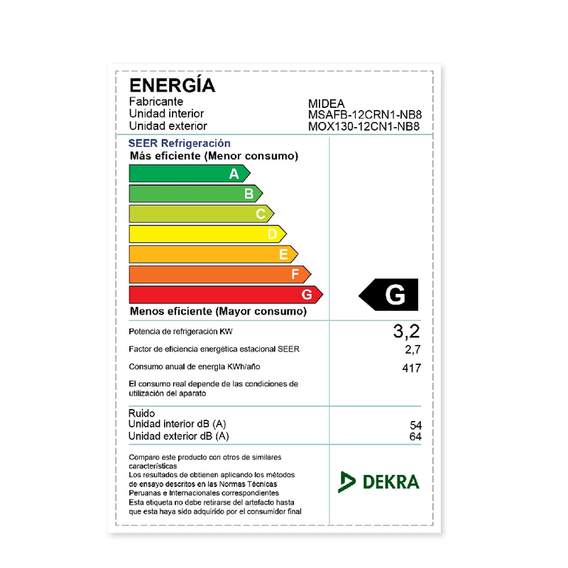 Aire Acondicionado Midea Split 12000 BTU Frío Solo