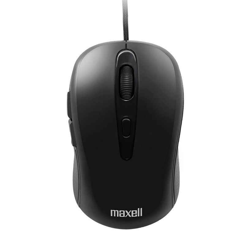 Mouse alámbrico Maxell MOWR-105C color negro con conexión USB Tipo-C frontal fondo blanco