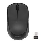 Mouse inalámbrico Maxell MOWL-CN, diseño compacto con receptor USB Tipo-C y 1200 dpi, color negro, vista dorsal, junto a dongle USB sobre fondo blanco