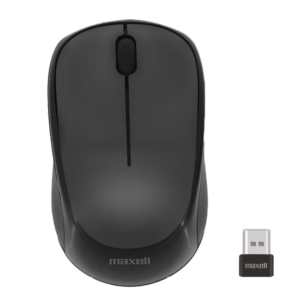 Mouse inalámbrico Maxell MOWL-CN receptor USB Tipo-C, 1200 dpi, 3 botones, usa 1 pila AA, negro