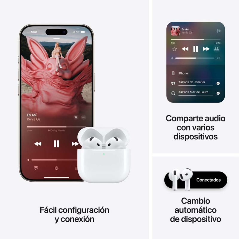 Audífonos AirPods Pro 4 con bluetooth blanco especificaciones