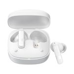 Audífonos bluetooth True Wireless Baseus Bowie E20 resistencia al agua IPX5 blanco vista frontal estuche de carga abierto con audífonos