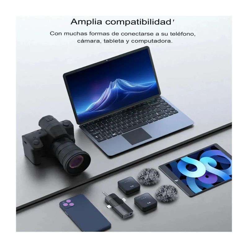 Micrófonos solaperos inalámbricos, dual, 3 en 1, F11-2, USB-C, Lightning, 3.5 mm, recargables, negro, uso con múltiples dispositivos