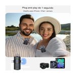 Micrófonos solaperos inalámbricos, dual, 3 en 1, F11-2, USB-C, Lightning, 3.5 mm, recargables, negro, foto en exteriores