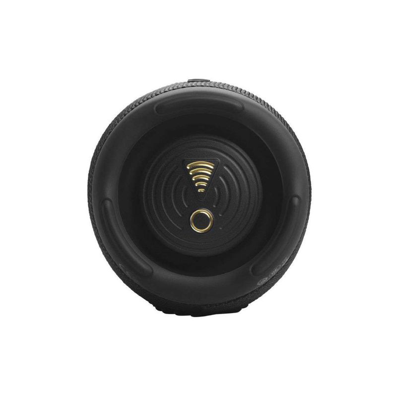 Parlante bluetooth JBL Charge 5 resistente al agua IP67 negro detalle radiador pasivo lateral JBL