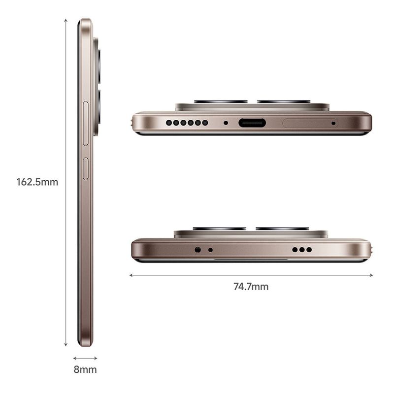 Celular Xiaomi Redmi Note 15 Pro gris titanio vista lateral perfil delgado