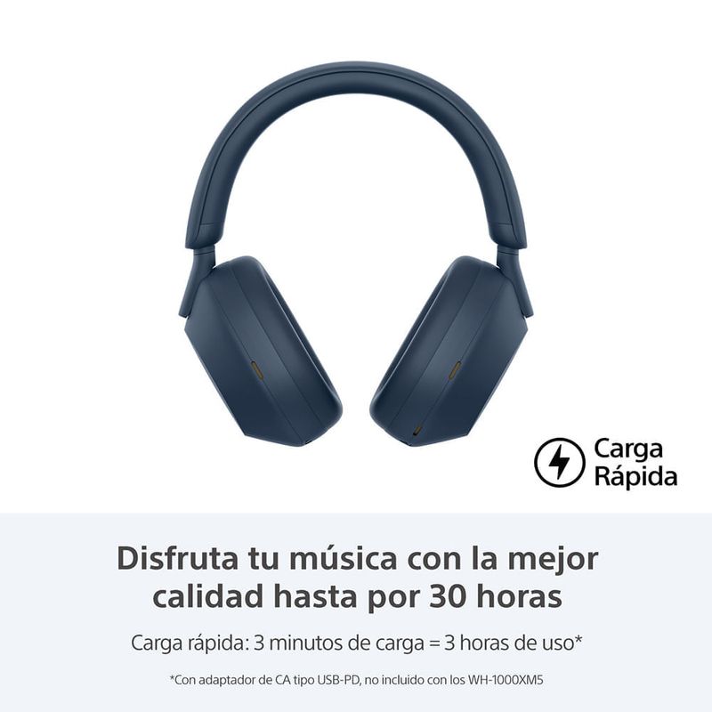 Audífonos Sony WH-1000XM5 ANC Bluetooth azul especificaciones