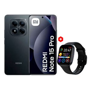 Celular Redmi Note 15 Pro 4G 256GB 8GB RAM, cámara 200MP y frontal 32MP, pantalla 6.7”, negro + Smartwatch Roadtrip S4 Lite 1.83”