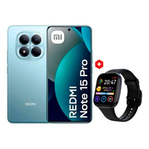 Celular Redmi Note 15 Pro 4G 256GB 8GB RAM, cámara 200MP y frontal 32MP, pantalla 6.7”, azul glaciar + Smartwatch Roadtrip S4 Lite 1.83”