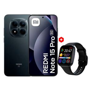 Celular Redmi Note 15 Pro 5G 512GB 8GB RAM pantalla 6.8” cámara 200MP negro + Smartwatch Roadtrip S4 Lite 1.83”