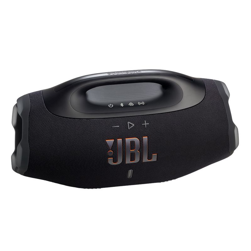 Parlante JBL Boombox4 210W IP68 negro vista frontal oblicua