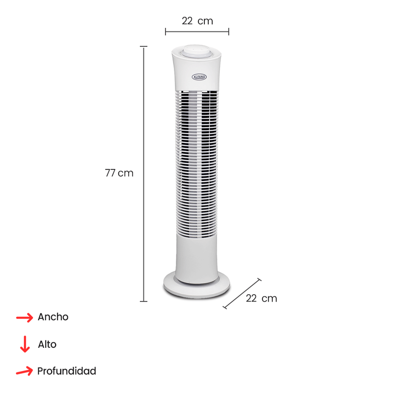 Ventilador de Torre Alfano ALTM30 80cm blanco