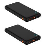 Batería externa Coolbox GMobile 20W Negro Frontal-y-dorsal mostrando puertos USB Tipo-C y USB