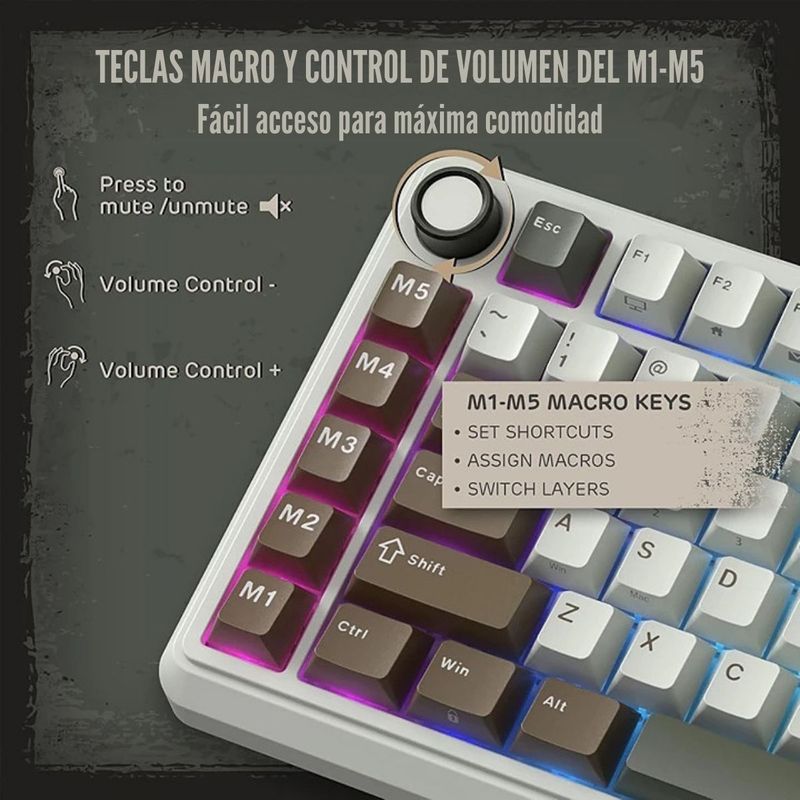 Teclado mecánico Royal Kludge L75 inalámbrico 75%