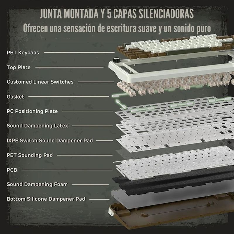 Teclado mecánico Royal Kludge L75 inalámbrico 75%