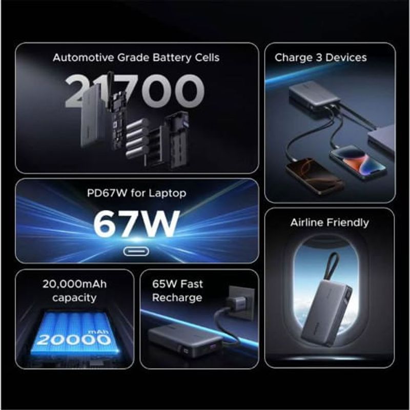 Power Bank Xiaomi Redmi 20000mAh 18W carga rápida Negro Especificaciones capacidad de 21700 mAh y potencia de 67W