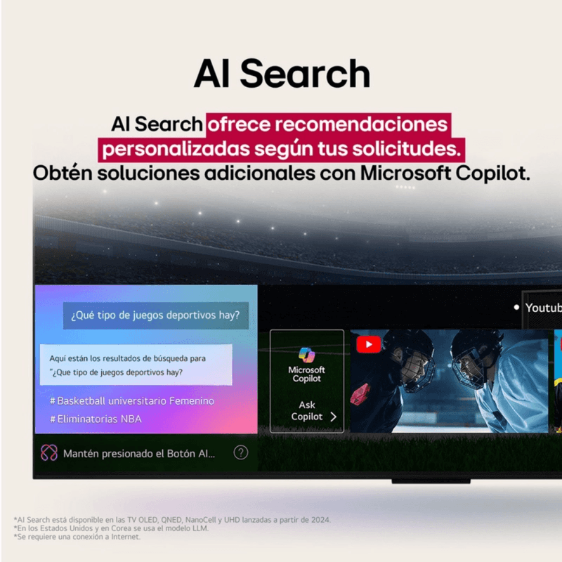 Televisor LG pantalla 65" Smart TV ThinQ AI 4K