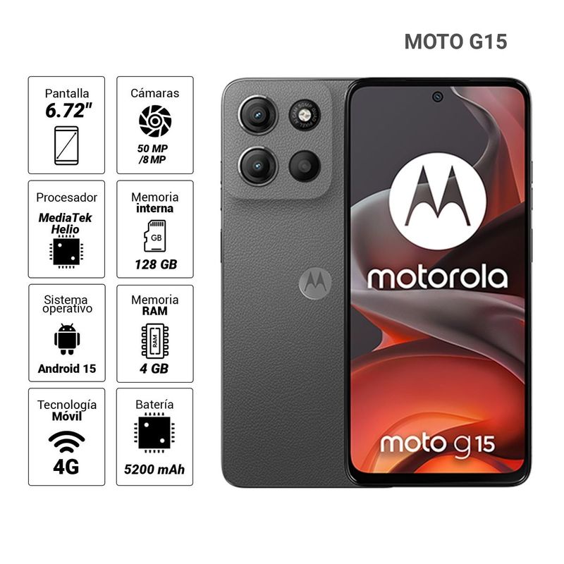 Celular Motorola G15 4G 128GB gris