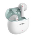 Audífonos Izuum Pods TWS IPX4 con estuche blanco vista frontal oblicua