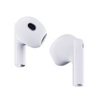 Audífonos Izuum Pods TWS IPX4 con estuche blanco vista frontal oblicua