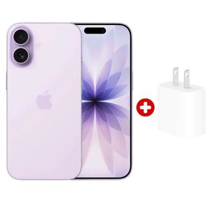 iPhone 17 5G 256GB, 8GB RAM, cámara trasera 48MP y frontal 18MP, 6.3″, lavander + cargador 20W