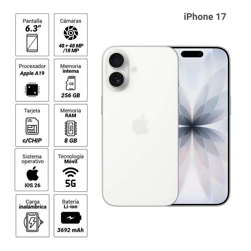 iPhone 17 5G 256GB blanco