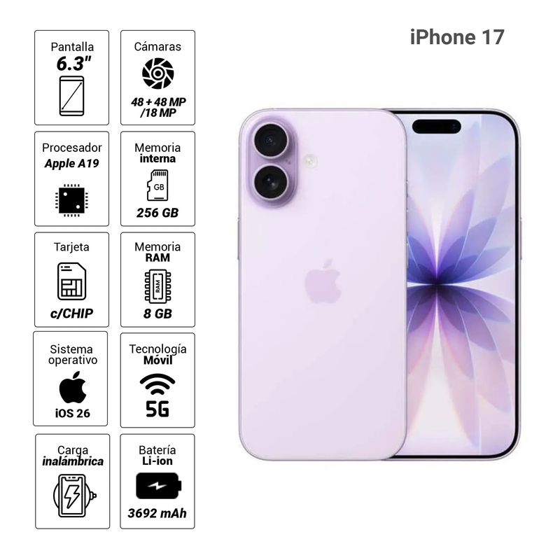 iPhone 17 5G 256GB lavender