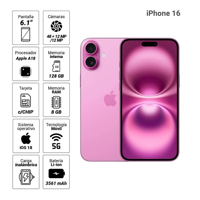 iPhone 16 5G 128GB pink