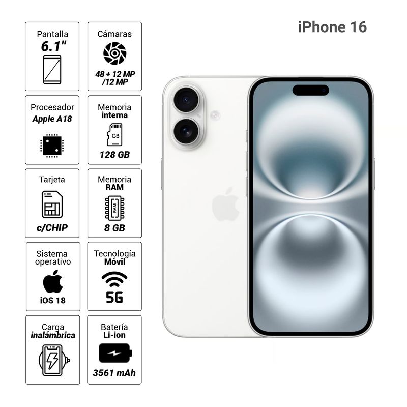 iPhone 16 5G 128GB blanco