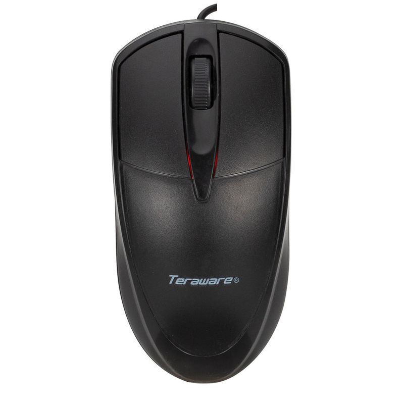 Mouse alámbrico Coolbox Teraware MO-048 sensor 1000DPI negro dorsal fondoblanco