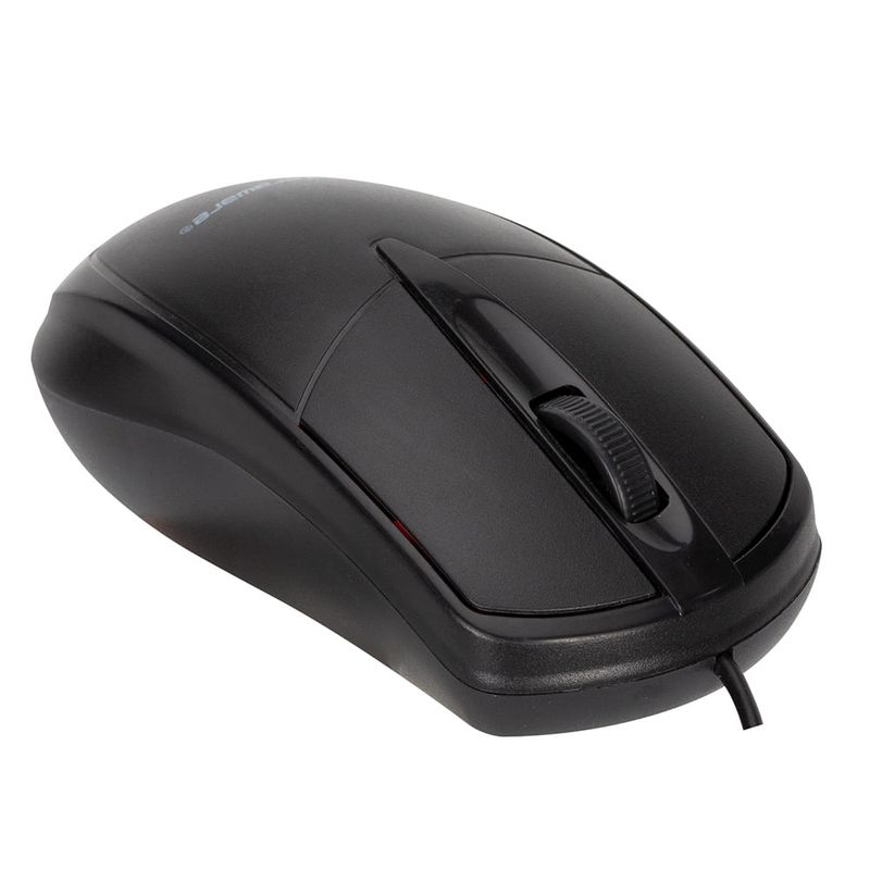 Mouse alámbrico Coolbox Teraware MO-048 sensor 1000DPI negro frontal oblicuo fondo blanco