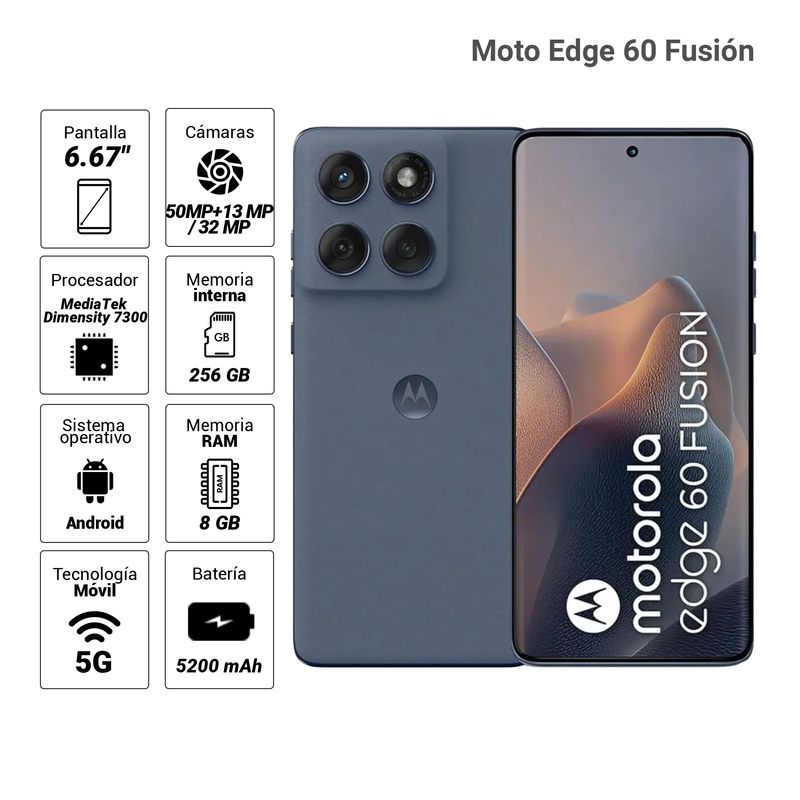 Celular Moto Edge 60 Fusión 5G 256GB 8GB Azul
