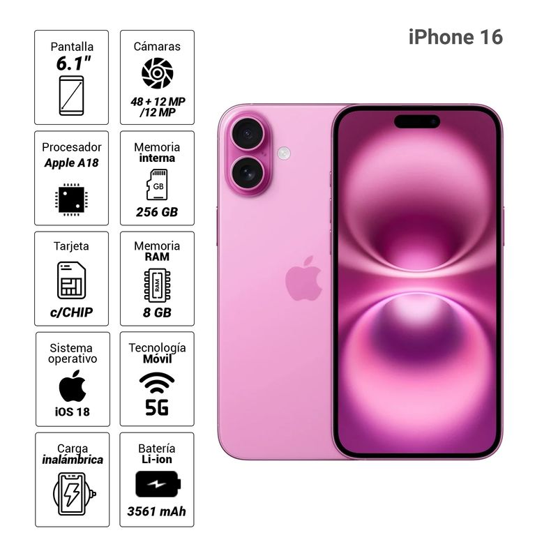 iPhone 16 5G 256GB rosado